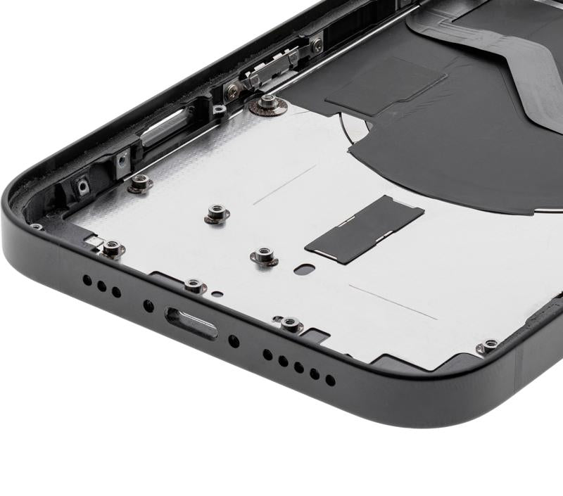 Tapa trasera para iPhone 12 con componentes pequeños pre-instalados (Versión internacional) (Original usada: Grado A) (Negro)