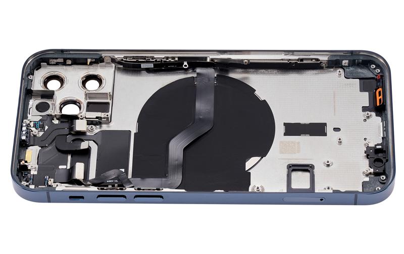 Tapa trasera para iPhone 12 Pro (Versión EE.UU.) Azul Pacífico con componentes pequeños pre-instalados sin logo