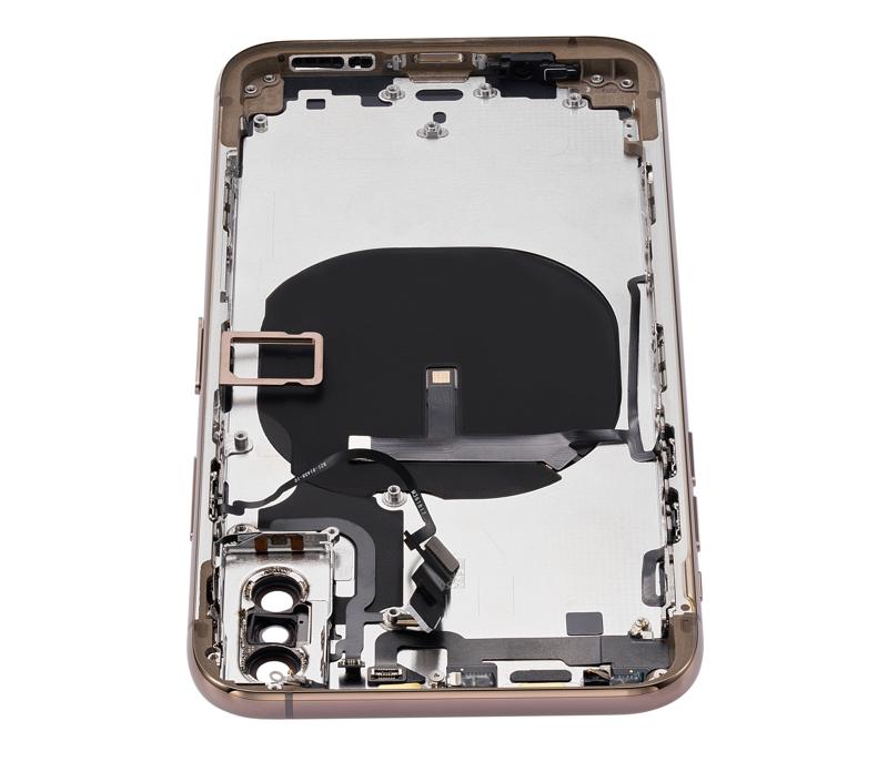 Tapa trasera para iPhone XS con componentes pequenos pre-instalados (Dorado)