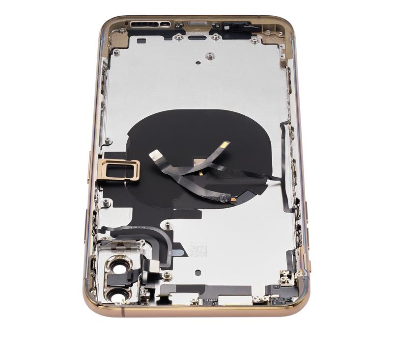 Tapa trasera para iPhone XS Max con componentes pequenos pre-instalados (Sin Logo) (Dorado)