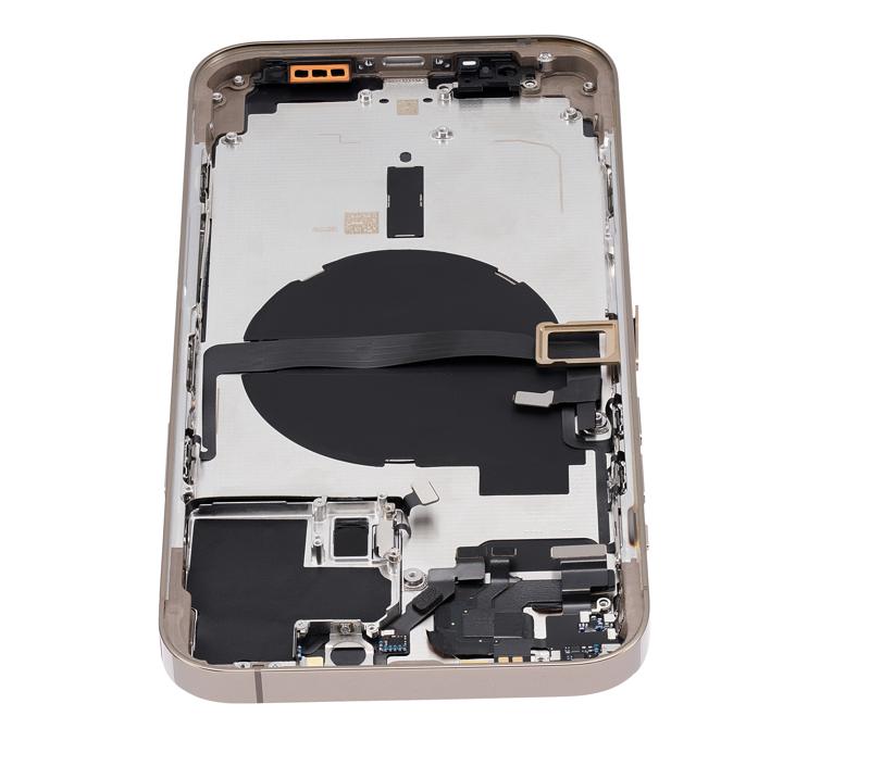 Tapa trasera para iPhone 13 Pro Max con componentes pequenos pre-instalados (Version US) (Sin logo) (Oro)