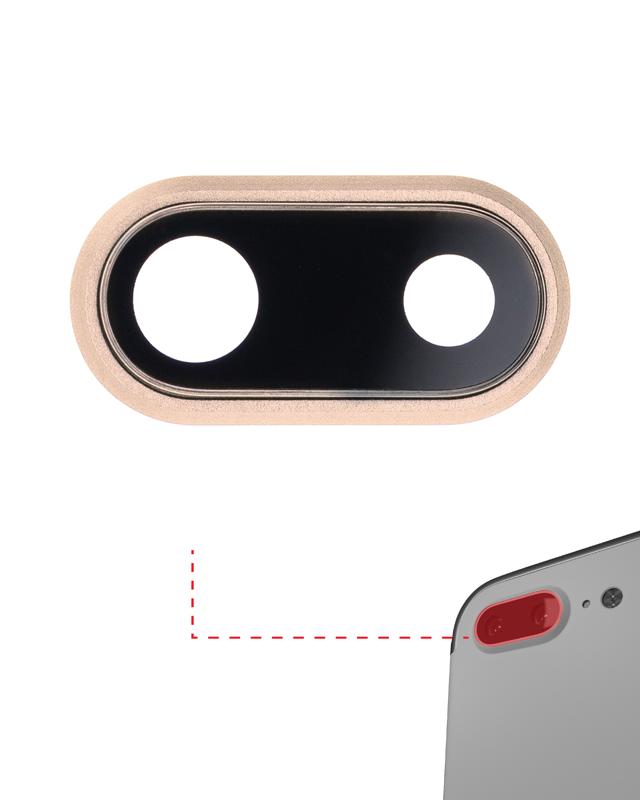 Lente de camara trasera con soporte y marco para iPhone 8 Plus (Oro) (Paquete de 10)