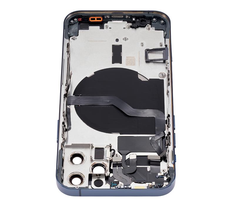 Tapa trasera para iPhone 12 Pro (Versión EE.UU.) Azul Pacífico con componentes pequeños pre-instalados sin logo