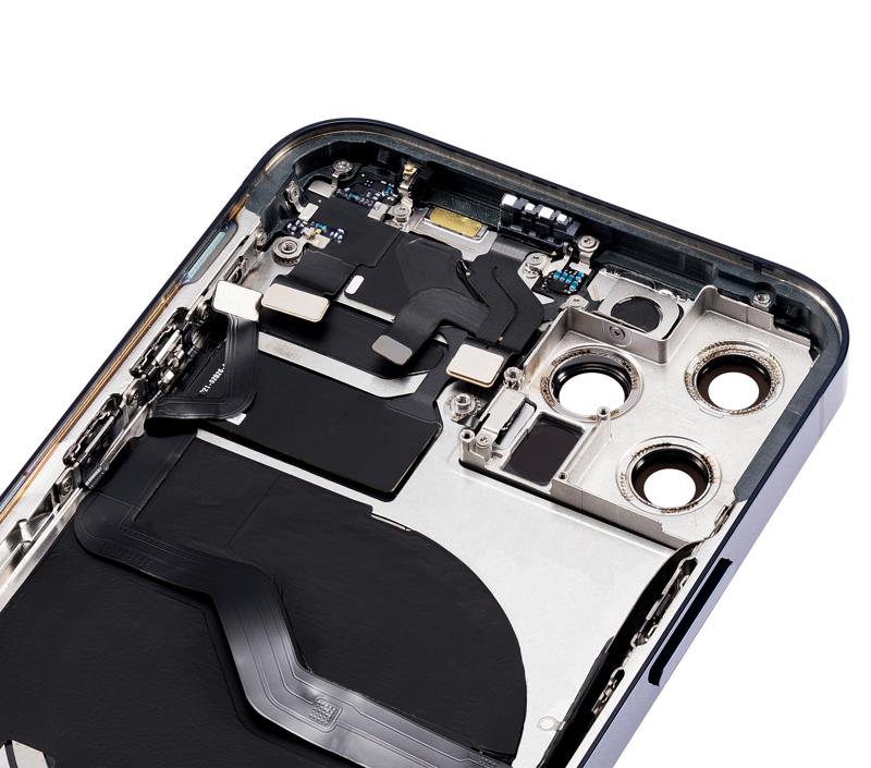 Tapa trasera para iPhone 12 Pro (Versión EE.UU.) Azul Pacífico con componentes pequeños pre-instalados sin logo