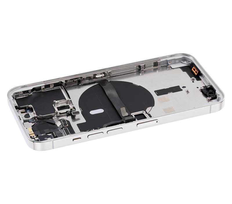 Tapa trasera para iPhone 13 Pro con componentes pequenos pre-instalados (Plata)