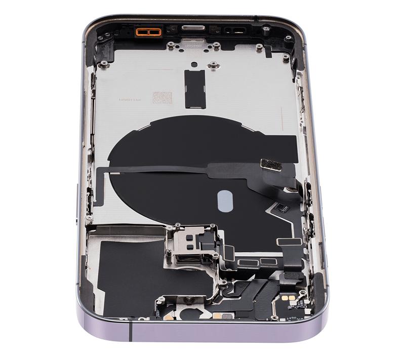 Tapa trasera para iPhone 14 Pro con componentes pequenos pre-instalados