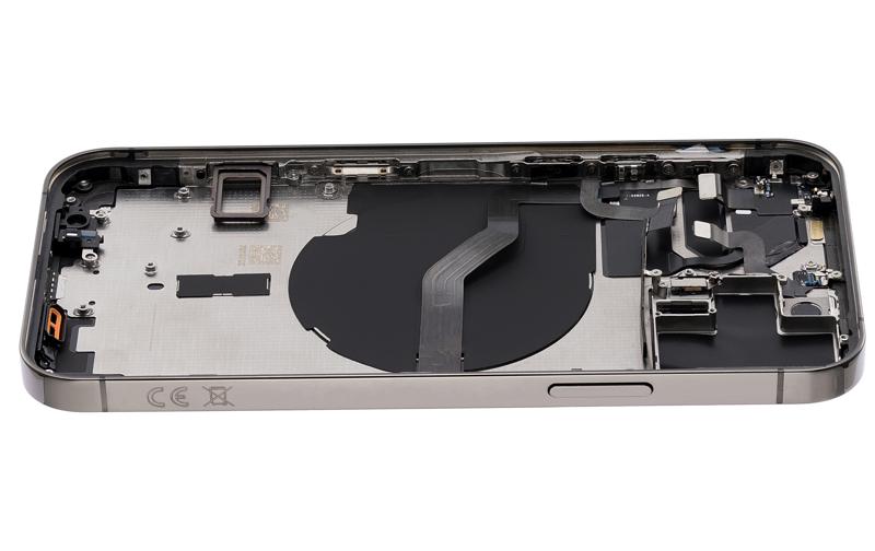 Tapa trasera para iPhone 12 Pro con componentes pequenos pre-instalados (Sin logo) (Version Internacional) (Grafito)