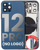 Tapa trasera para iPhone 12 Pro (Versión EE.UU.) Azul Pacífico con componentes pequeños pre-instalados sin logo
