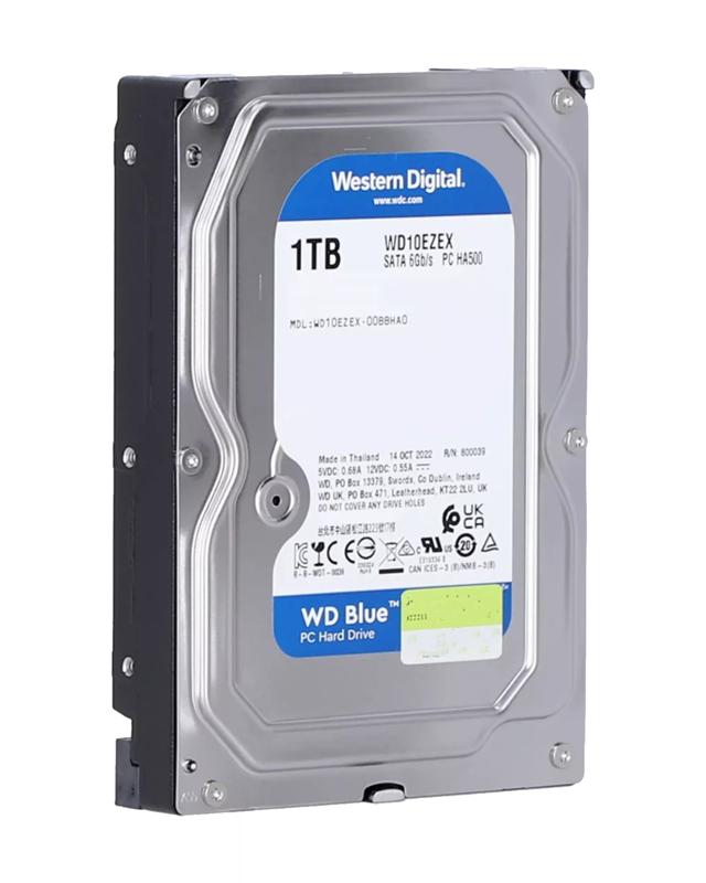 Disco duro interno 3.5" HDD - 1TB, 7200 RPM (26MM) (WD Blue) (Usado original: Grado A)
