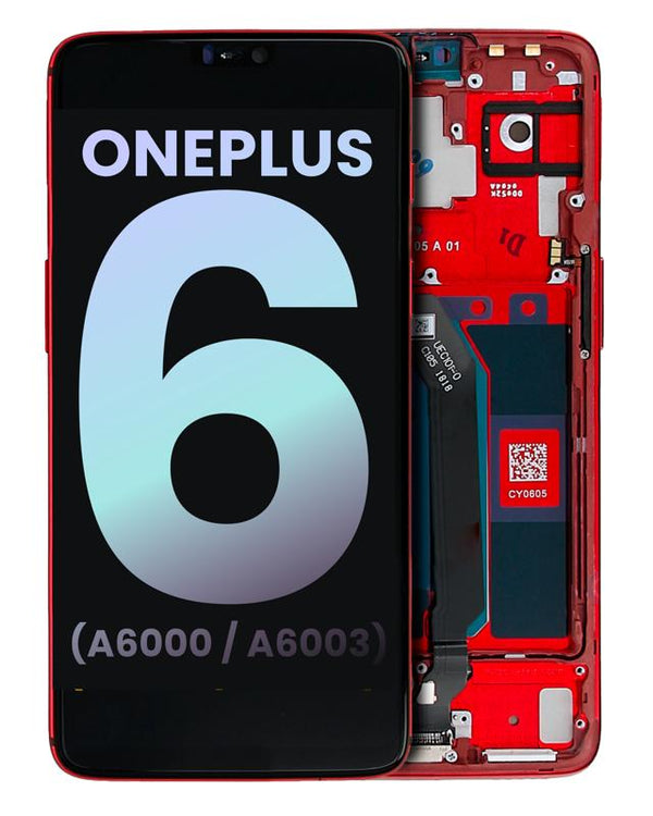 Pantalla OLED para OnePlus 6 con marco (A6000 / A6003) original (Ambar Rojo)
