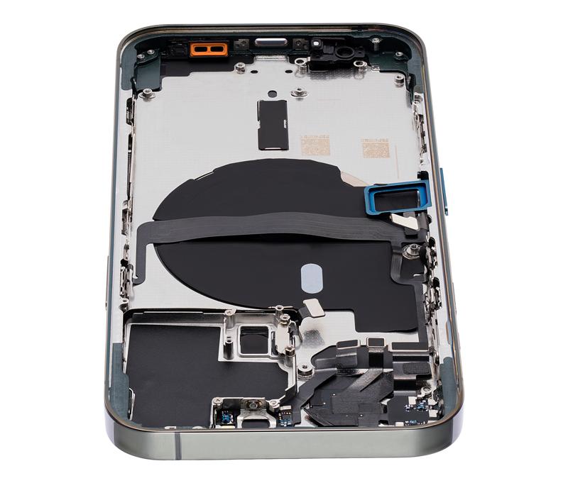 Tapa trasera para iPhone 13 Pro con componentes pequeños pre-instalados (Sin logo) (Versión US) (Verde alpino)