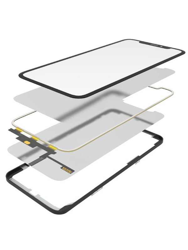 4 en 1 con marco para iPhone XS Max (Cristal frontal + OCA + Touch corto + OCA pre-instalado)