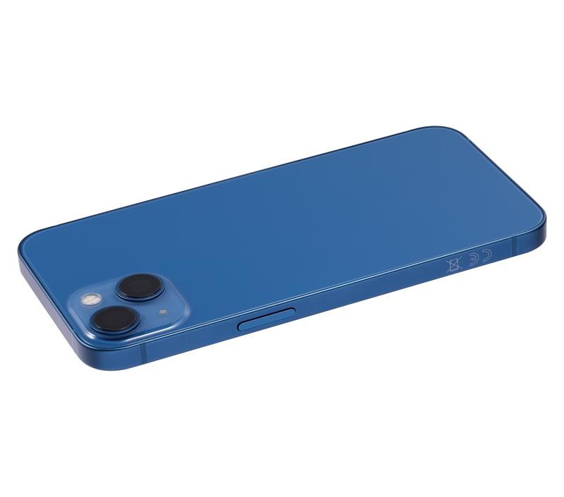 Tapa trasera para iPhone 13 con componentes pequenos pre-instalados (Sin logo) Azul