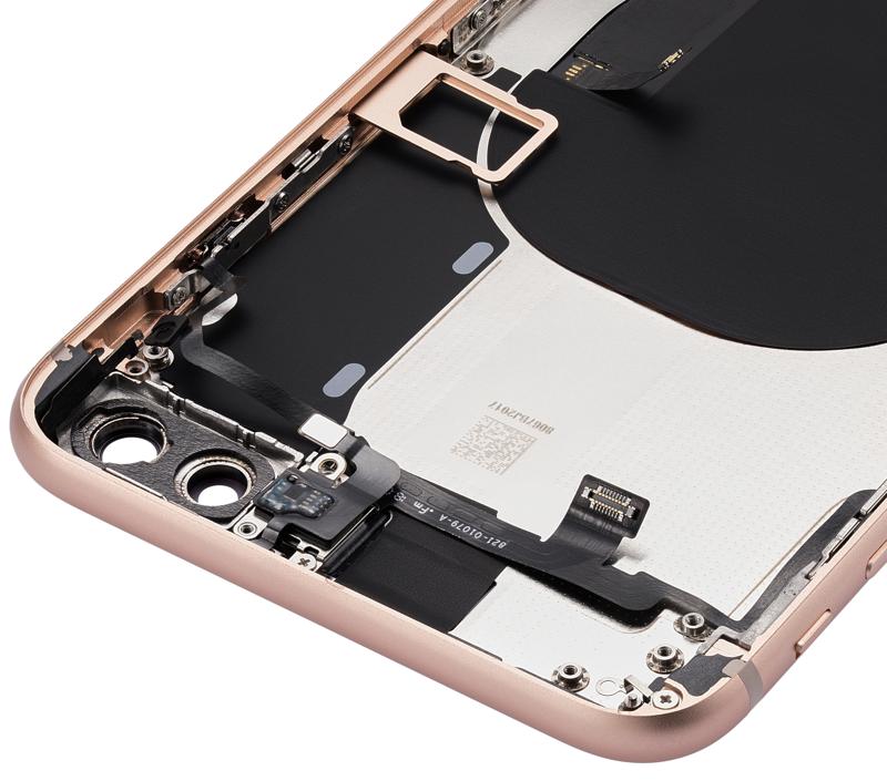Tapa trasera con componentes pequenos pre-instalados para iPhone 8 Plus (Sin logo) (Dorado)