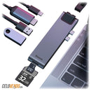 Hub Thunderbolt Pro para Macbook Pro 2019 -2018 -2017  Marca Baseus| Lector SD | HDMI 4K | Entrada Thunderbolt | Entrada Ethernet