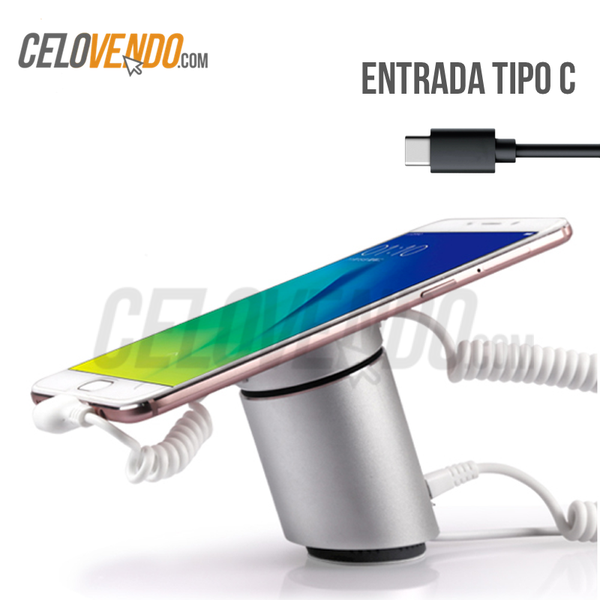 Exhibidor de celular anti-robo con Alarma | Material: Aluminio | Conector Tipo C|