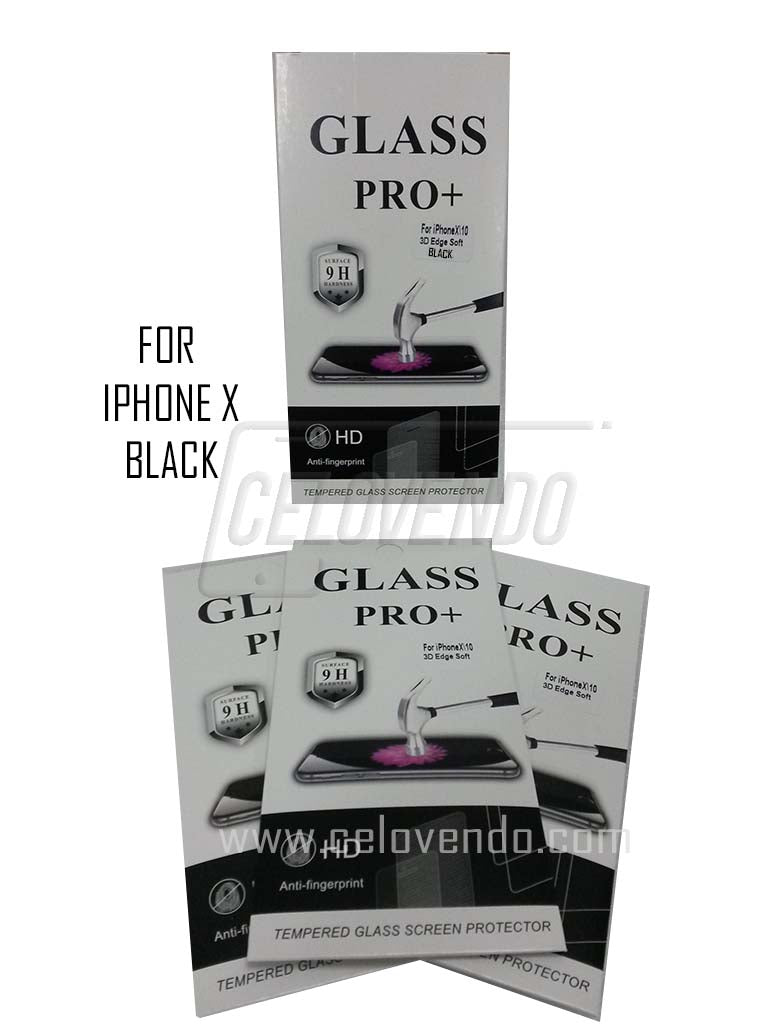Vidrio Templado iPhone X con orilla Suave. Negro